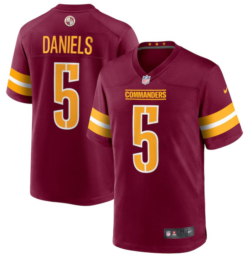 Men Nike Washington Commandes #5 Jayden Daniels red 2024 NFL Draft First Round Pick Game Jersey->washington commanders->NFL Jersey